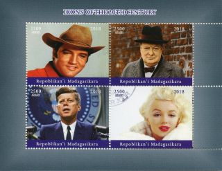 Madagascar 2018 Cto Elvis Presley Jfk Marilyn Monroe Churchill 4v M/s Stamps