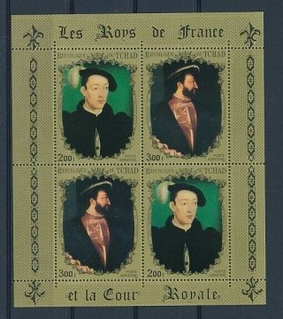 D001027 Paintings Kings Of France Royal Court François I S/s Mnh Chad