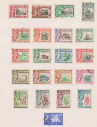 (btt - 31) 1956 - 61 North Borneo 21stamps Qeii 2sets 1c To$10 (af)