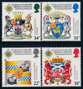 1987 Gb Order Of The Thistle Anniversary Set Of 4 Fine Mnh Sg1363 - Sg1366