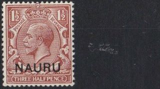 Bc617) Nauru 1923 Kgv 1½d Red Brown Overprint At Bottom Sg3 Mlh