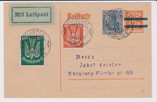 Germany Stamps 1922 Munich Flugpost Souvenir Postcard Postal History