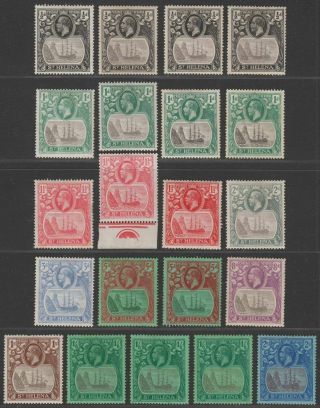 St Helena 1922 - 37 Kgv Badge Selection To 2sh With Shades Mostly