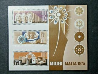 Malta 1 Nh Og Souvenir Sheet Of 3 Sc B15a