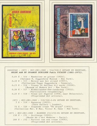 Xb71006 Equatorial Guinea 1975 Picasso Art Paintings Sheets Mnh