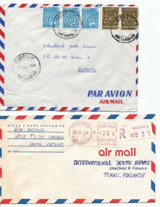 Cambodia Vietnam1973 - 4 Airmail 4 Cover To Finland