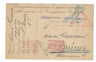 1917 Italy Wwi Pow Postal Card,  Censored To Brunn Austria - Germany S.  Maria