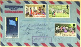 Pitcairn 1972 Registered Airmail Cover Via Balboa Canal Zone