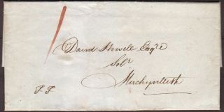 1849 Pre - Stamp Entire With Towyn (wales) Cancel & Prepaid 1d To Machynlleth