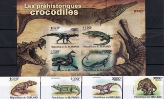 Burundi 2011 S/sheet & Stamps Imperf Prehistoric Dinosaurs Mammoth Reptiles Mnh