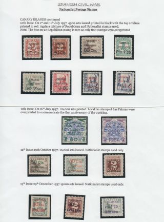 Spanish Civil War Canary Islands 1937,  10th Issue To 14th Issue,  28 Stamps
