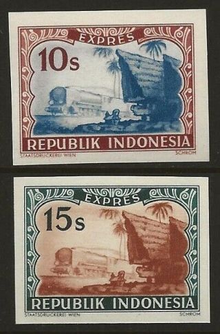 Indonesia 1949 Special Delivery Proofs Set Imperf E1b - E1c Vf - Nh