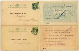 Gb Stationery Sto 1905,  1907 Bank Of Liverpool Printed Rate 1/2d Cards