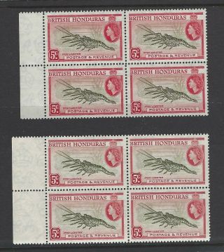 British Honduras Qeii 1953 - 62 Mnh 5c.  Perf.  14 Printings Sg183a,  183ab Cv £75