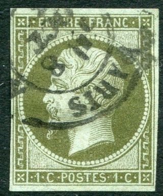 France - 1853 - 61 1c Olive - Green Sg 42 Fine V20058