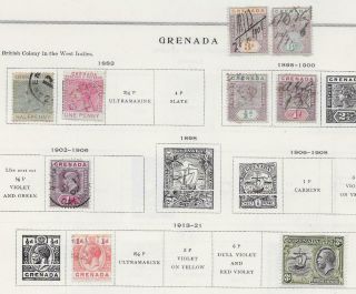 9 Grenada Stamps From Quality Old Album 1883 - 1921