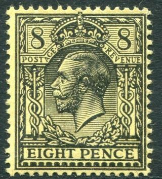 1912 - 22 8d Black/yellow Graphite Paper Sg 391 Unmounted V84378