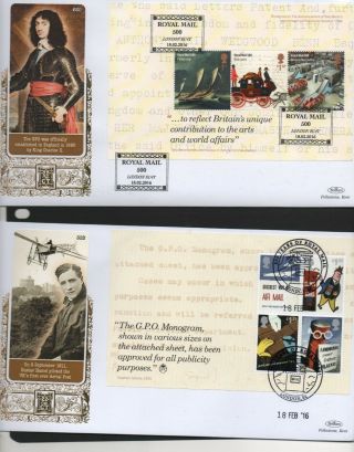 Gb 2016 Benhams Gold Fdc 500 Years Royal Mail Booklet Panes Stamps 4 Covers