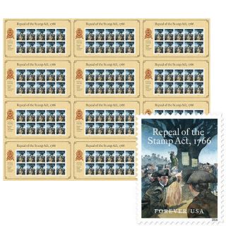 Usps Repeal Of The Stamp Act Press Sheet With Die Cuts