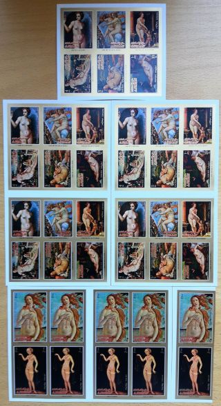 A695.  5x Ajman - Mnh - Art - Paintings - Nude - Imperf