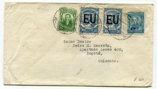 Colombia 1924 Scadta - Eu Overprints - Airmail Cover To Bogota -