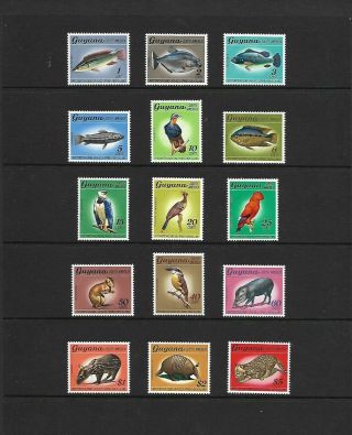 1968 Guyana Birds Fish Animals Definitive Series Mnh U/m Complete - Bargain