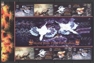 K689 Maldives Wwf Marine Life Fauna 4407 - 10 Michel 9 € 1sh Mnh Stamps