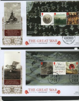GB 2016 Benhams Gold FDC The Great War booklet Panes 4 postmarks stamps 4 covers 2