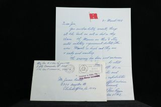 Marine Major General W J Van Ryzin 1968 Cover,  Letter,  Vietnam