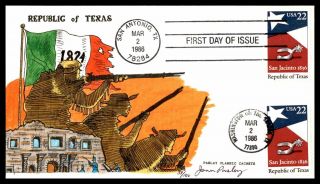 Mayfairstamps Us Fdc 1986 Paslay Signed Hand Painted Republic Of Texas First Day