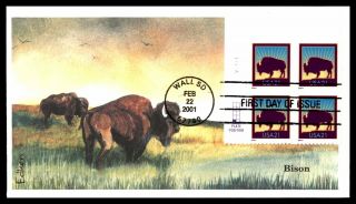 Mayfairstamps Us Fdc 2001 Bison Edken Plate Block First Day Cover Wwb_30511