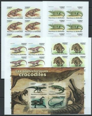 O1475 Imperforate 2011 Burundi Fauna Prehistoric Crocodiles 1kb,  10set Mnh
