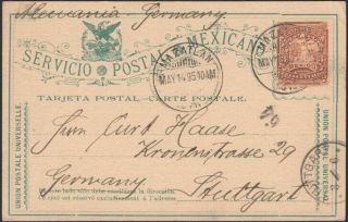 Mexico,  1895.  Post Card H&g 83,  Mazatlan - Stuttgart
