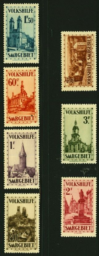 Germany France Stamps 1932 Saargebeit Saar Volkshilfe Mi 161 - 167 Mnh/lh € 670—