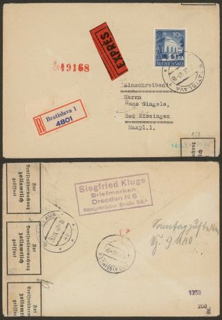Slovakia Wwii 1940 - Registered Cover Bratislava - Censor 32481