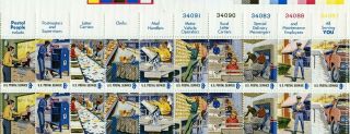 1973 - 1489 - 1498 Postal Service Employees – Mnh,  Plate Block Of 20