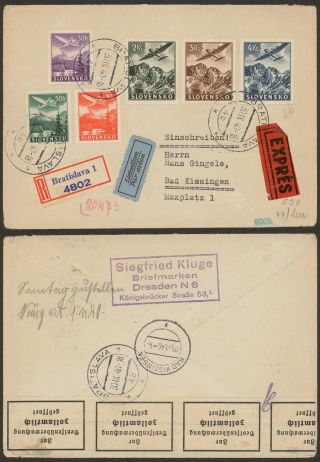 Slovakia Wwii 1940 - Registered Cover Bratislava To Germany - Censor 32481