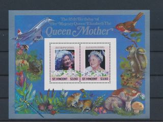 Lk73474 St Vincent Elizabeth Queen Mother Royalty Good Sheet Mnh