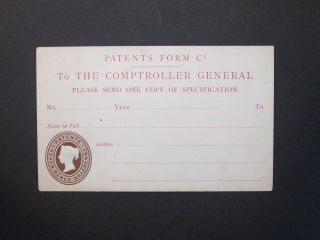 Gb Official Stationery 1892 Qv 1/2d Brown Patent Office Postcard Size A H&b Co2a