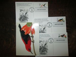 Fdc 1998 Postal Card Set Of 4 - Scott Ux293 - 96 - Tropical Birds
