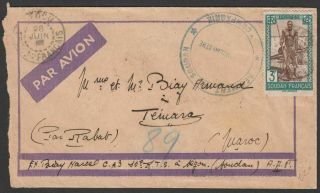 French Sudan 1943 3f On Airmail Cover To Morocco W Sudan Regiment Cachet
