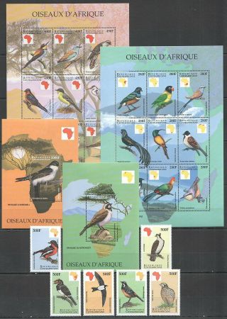 H1460 Central Africa Flora & Fauna African Birds Oiseaux 2bl,  2kb,  1set Mnh