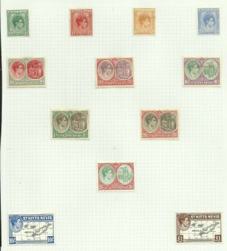 St Kitts & Nevis,  Set Of 12,  Hinged To Page,  Sg 68a - 77f M/mint {c/p - 1}