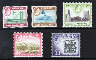 Rhodesia & Nyasaland Qe Ii 1959 - 62 The High Values Sg 27 To Sg 31