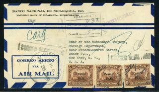 Nicaragua Postal History: Lot 58 1940 Reg Bank Cover Leon - York $$$