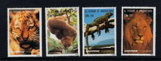 St.  Thomas And Prince 1237 - 41 (1996 Greenpeace Animals) Vfmnh Cv $15.  00