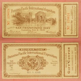1915 Panama - Pacific Intl Expo Souvenir Admission Ticket San Francisco Ca