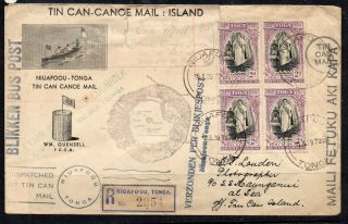 Tonga Tin Can Mail Cover Dated July 1939 Registered Niuafoou To Tin Can Island