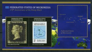 Micronesia 2010 Mnh Penny Black 170th Anniversary 2v S/s Stamps On Stamps