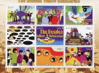 Eritrea 2003 Mnh The Beatles Yellow Submarine 9v M/s Ii Music Celebrities Stamps